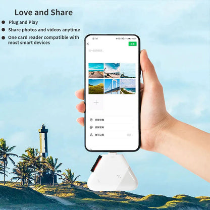 Tri-Connect Universal Memory Card Reader - Type-C, USB and Lightning port for Apple