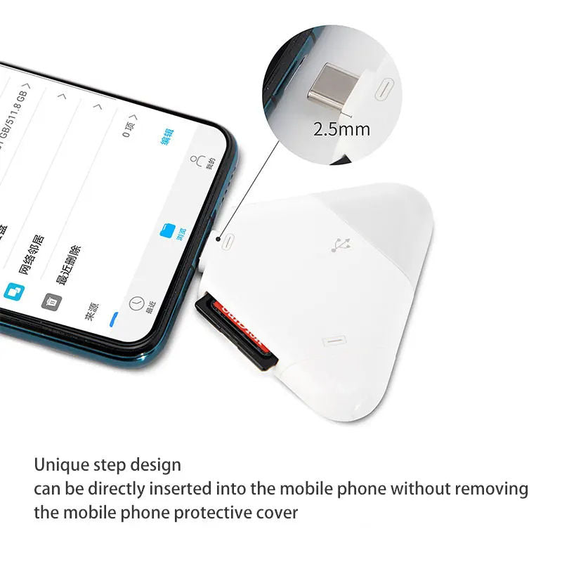 Tri-Connect Universal Memory Card Reader - Type-C, USB and Lightning port for Apple