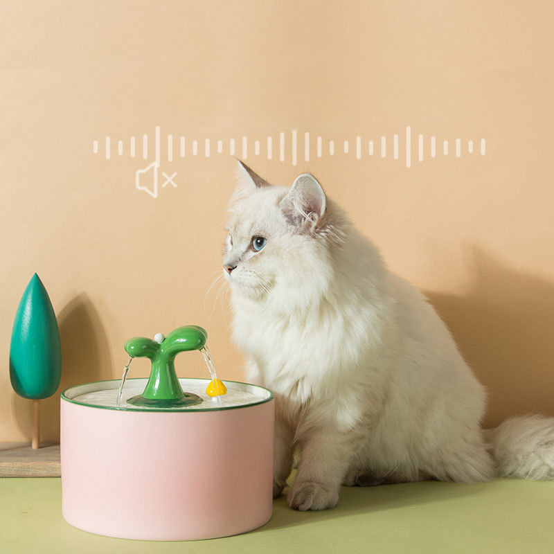 Mobile USB Cat Water Dispenser with Ceramic Bowl